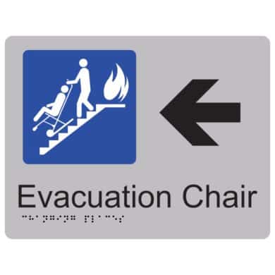 evacuation chair sign left arrow