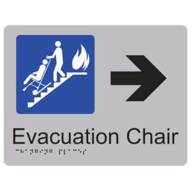 evacuation chair sign right arrow