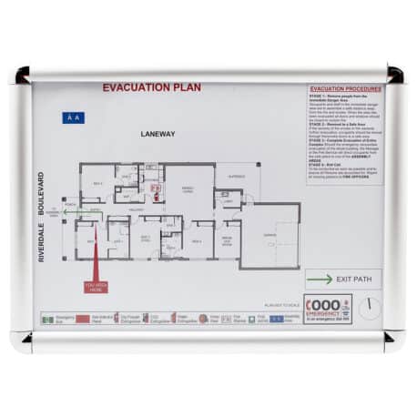 Frame with Evacuation Diagram Mounted
