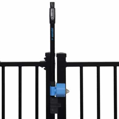 AccessLatch MKII Mounted on a gate with Magnalatch and Gatestop Close