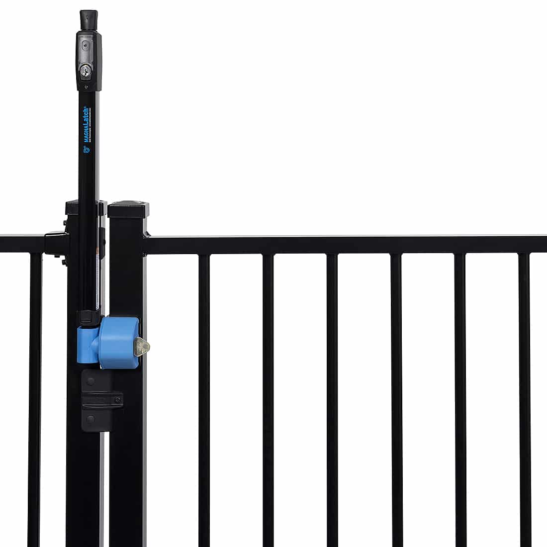 AccessLatch MKII Mounted on a gate with Magnalatch and Gatestop