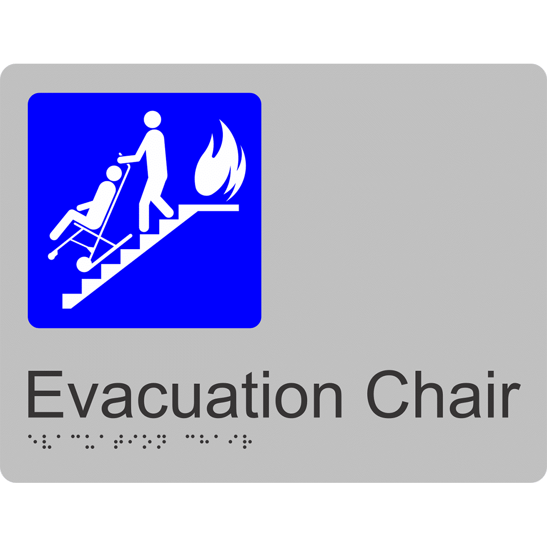 Evacuation Chair Braille Tactile Sign Silver